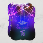 PixDezines Sweet 15、レーザーライト/ネオンライト 招待状 (正面/裏面)