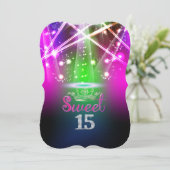 PixDezines Sweet 15、レーザーライト/ネオンライト 招待状 (スタンド正面)