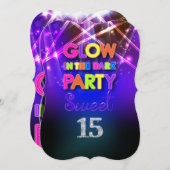 PixDezines Sweet 15/Glowパーティー 招待状 (正面/裏面)