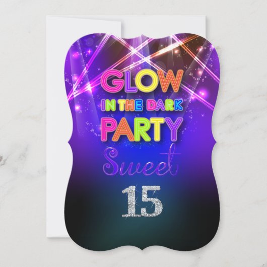 PixDezines Sweet 15/Glowパーティー 招待状 (正面)
