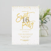 PixDezines Sweet 16ダイヤモンドシルバー金ゴールド 箔招待状 (立ち正面)
