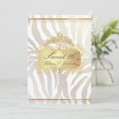 PixDezines Sweet 16/ゼブラストライプ、カスタマイズカラー 招待状 (スタンド正面)