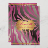 PixDezines Sweet 16/ゼブラストライプ 招待状 (正面/裏面)