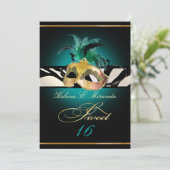 PixDezines Sweet 16/ターコイズゼブラ/DIYカラー！ 招待状 (スタンド正面)