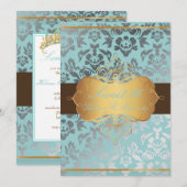 PixDezines Sweet 16 ダマスク/ティアラ/オリジナルカラー 招待状 (正面/裏面)