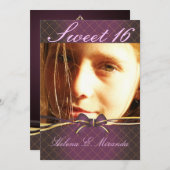 PixDezines Sweet 16/プリンセス/ティアラ（背面） 招待状 (正面/裏面)