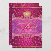 PixDezines Sweet 16 マゼンタのヒョウ柄/DIYカラー!! 招待状 (正面/裏面)