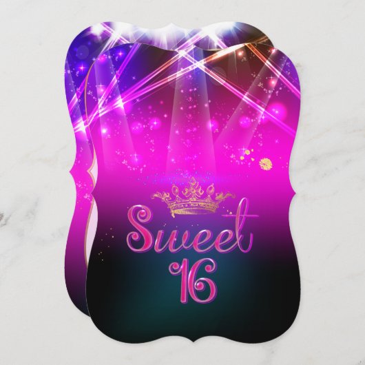 PixDezines Sweet 16、レーザー光/ネオン光 招待状 (正面/裏面)