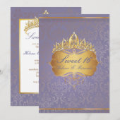 PixDezines Sweet 16 / ヴィンテージ ロッシ ダマスク 招待状 (正面/裏面)