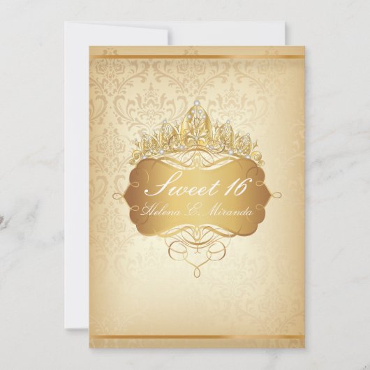 PixDezines Sweet 16 / ヴィンテージ ロッシ ダマスク 招待状 (正面)