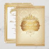 PixDezines Sweet 16 / ヴィンテージ ロッシ ダマスク 招待状 (正面/裏面)