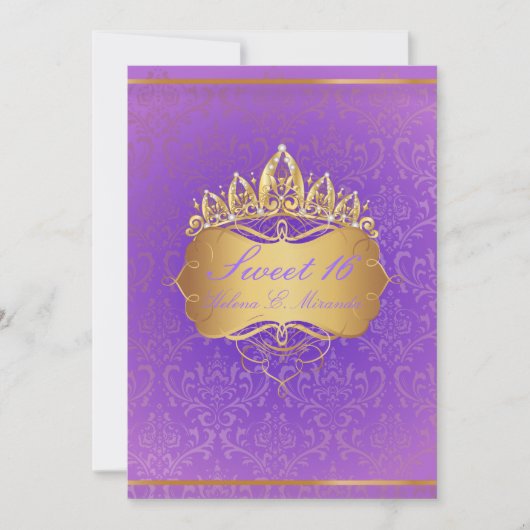 PixDezines Sweet 16/ヴィンテージRossi Damask 招待状 (正面)