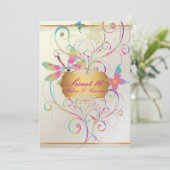 PixDezines Sweet 16/蝶+トンボ+虹 招待状 (スタンド正面)