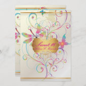 PixDezines Sweet 16/蝶+トンボ+虹 招待状 (正面/裏面)