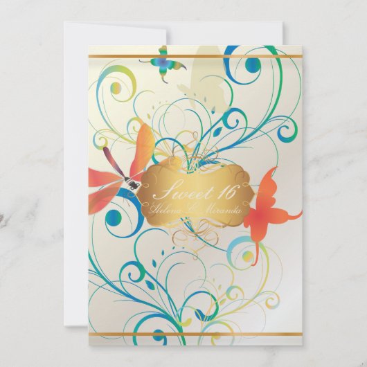 PixDezines SWEET 16/BUTTERBURES/SWIRLS/DRAGONBLES 招待状 (正面)