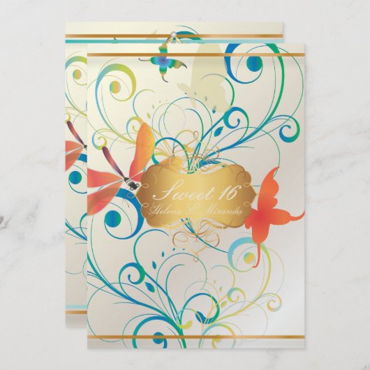 PixDezines SWEET 16/BUTTERBURES/SWIRLS/DRAGONBLES 招待状 (正面/裏面)
