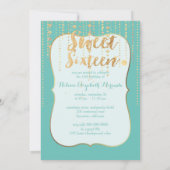 PixDezines sweet 16, Goldenハートストリンググリッター 招待状 (裏面)