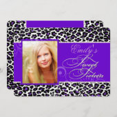 PixDezines sweet 16/purple leopard 招待状 (正面/裏面)