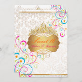 PixDezines Sweet 16/Rainbow Swirls/DIY背景 招待状 (正面/裏面)