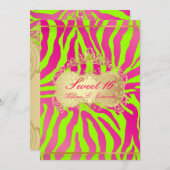 PixDezines Sweet 16/Zebra/diyバックグラウンド 招待状 (正面/裏面)