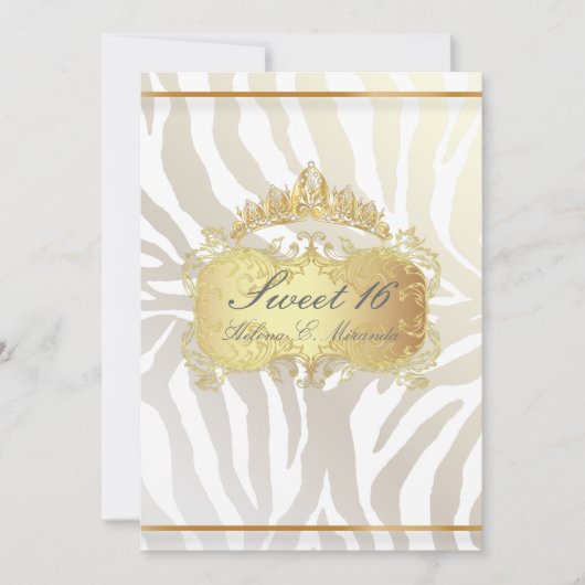 PixDezines Sweet 16/Zebra Stripes、カカスタマイズラー 招待状 (正面)