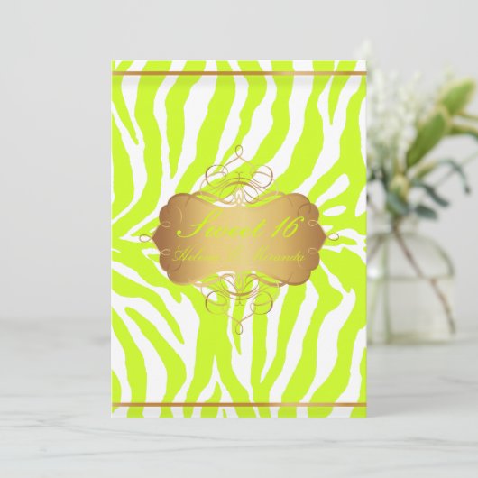 PixDezines Sweet 16/Zebra Stripes 招待状 (スタンド正面)