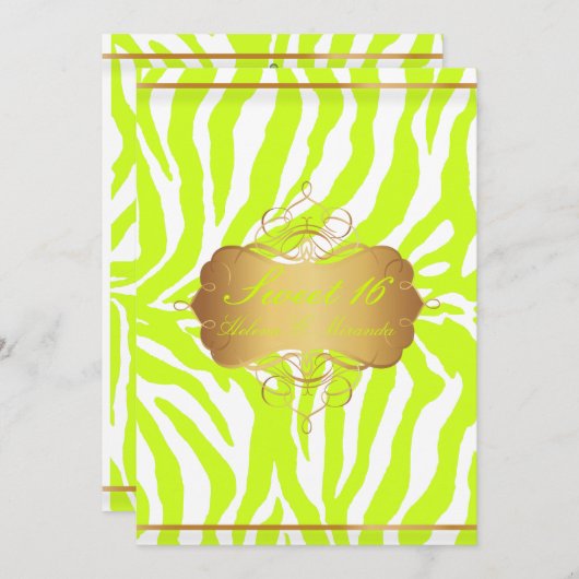 PixDezines Sweet 16/Zebra Stripes 招待状 (正面/裏面)