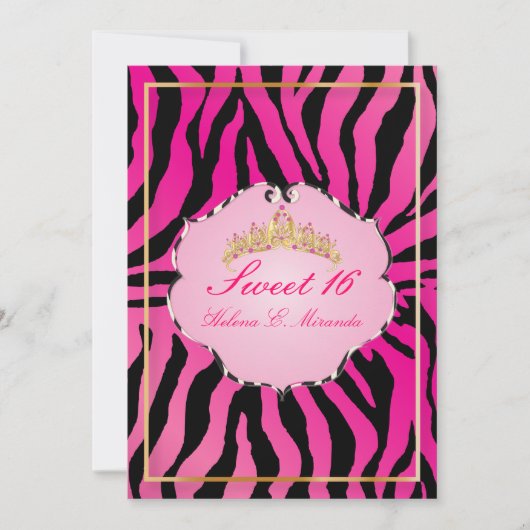 PixDezines Sweet 16/Zebra Stripes 招待状 (正面)