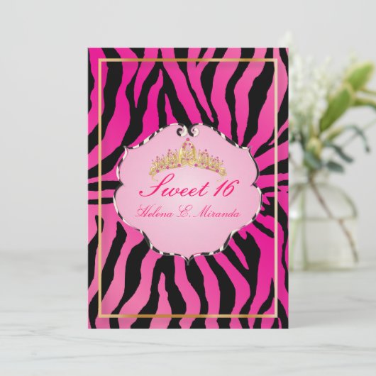 PixDezines Sweet 16/Zebra Stripes 招待状 (スタンド正面)