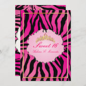 PixDezines Sweet 16/Zebra Stripes 招待状 (正面/裏面)
