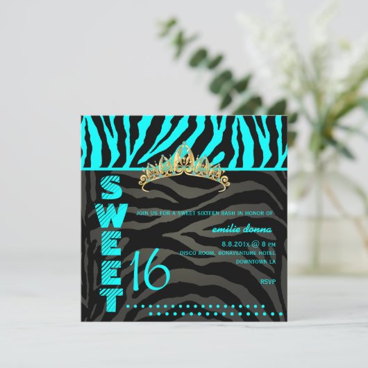 PixDezines Sweet 16/Zebra Stripes 招待状 (スタンド正面)