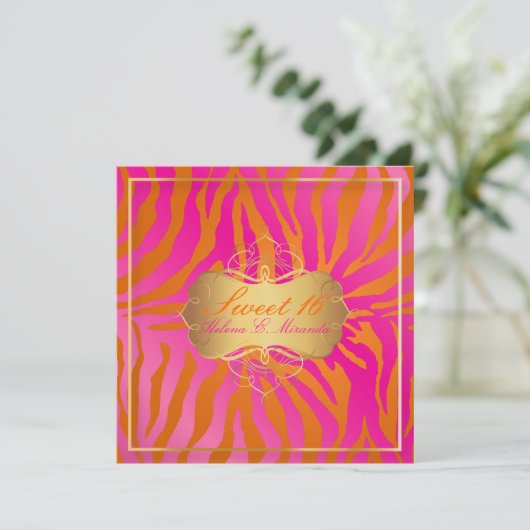 PixDezines Sweet 16/Zebra Stripes 招待状 (スタンド正面)