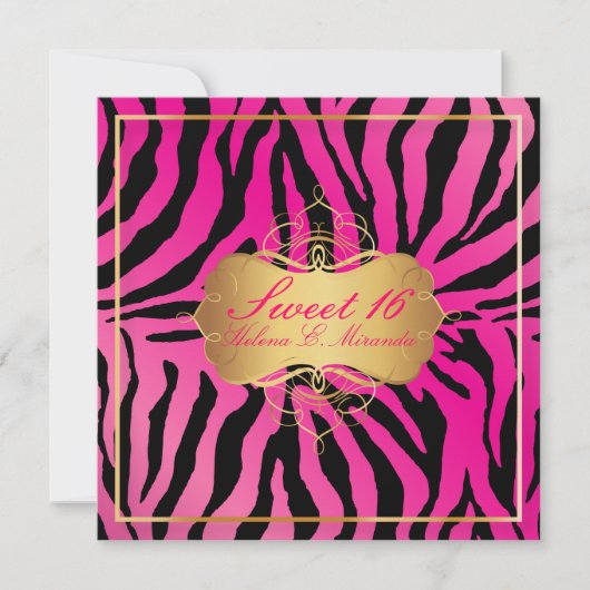 PixDezines Sweet 16/Zebra Stripes 招待状 (正面)