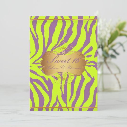 PixDezines Sweet 16/Zebra Stripes 招待状 (スタンド正面)