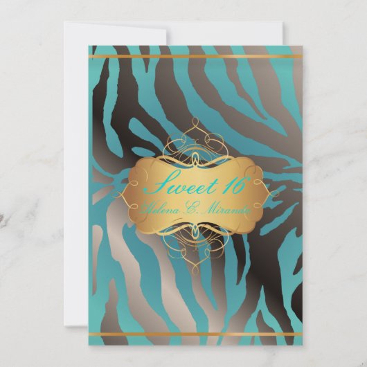 PixDezines Sweet 16/Zebra Stripes 招待状 (正面)