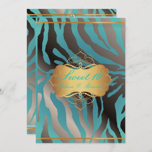 PixDezines Sweet 16/Zebra Stripes 招待状 (正面/裏面)