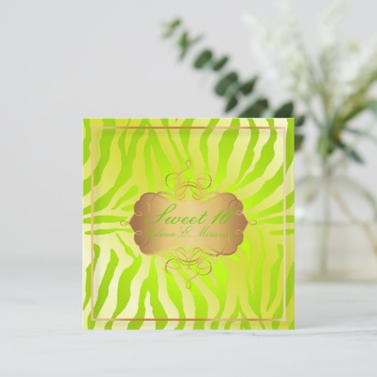PixDezines Sweet 16/Zebra Stripes 招待状 (スタンド正面)
