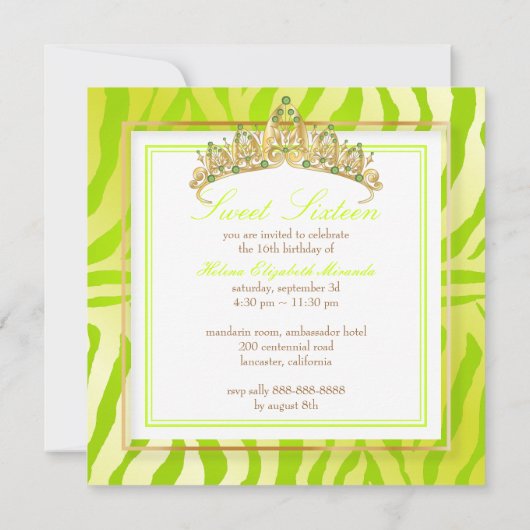 PixDezines Sweet 16/Zebra Stripes 招待状 (裏面)