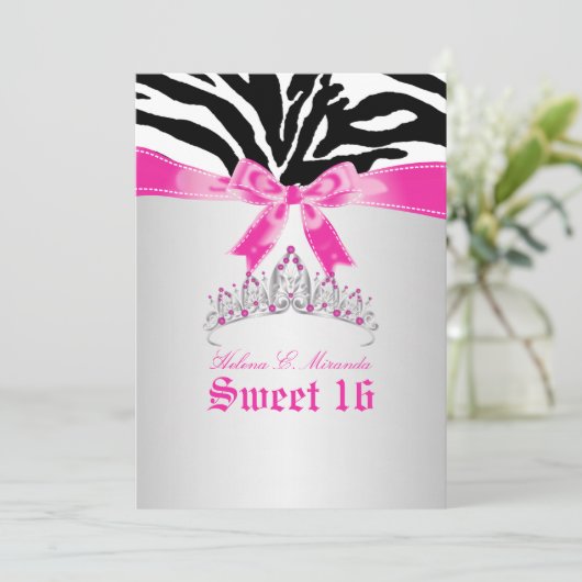 PixDezines Sweet 16/Zebra Stripes 招待状 (スタンド正面)