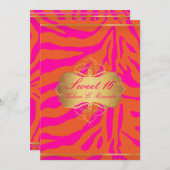 PixDezines Sweet 16/Zebra Stripes 招待状 (正面/裏面)