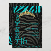 PixDezines Sweet 16/Zebra Stripes 招待状 (正面/裏面)