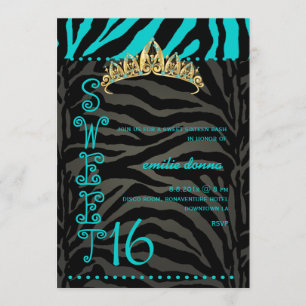 PixDezines Sweet 16/Zebra Stripes 招待状