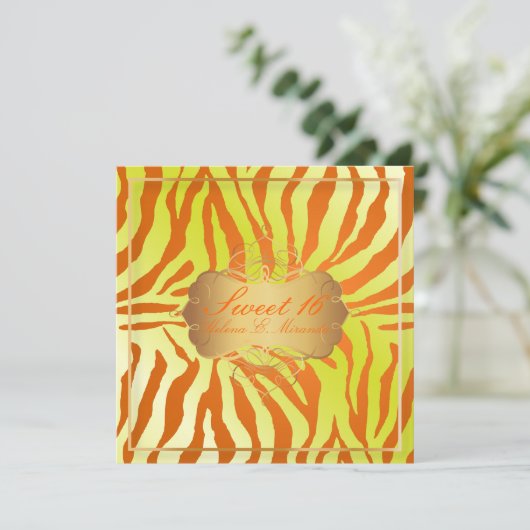 PixDezines Sweet 16/Zebra Stripes 招待状 (スタンド正面)