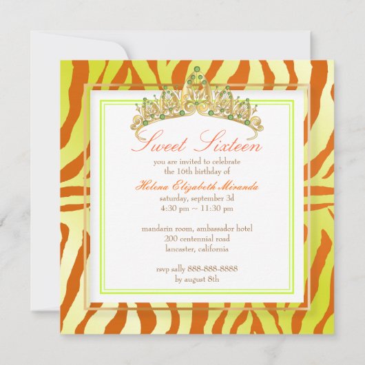 PixDezines Sweet 16/Zebra Stripes 招待状 (裏面)