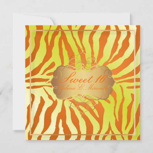PixDezines Sweet 16/Zebra Stripes 招待状 (正面)