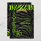 PixDezines Sweet 16/Zebra Stripes 招待状 (正面/裏面)