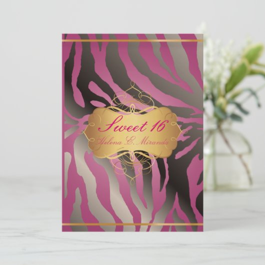 PixDezines Sweet 16/Zebra Stripes 招待状 (スタンド正面)