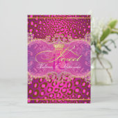 PixDezines Sweet 16Magenta leopard/DIY Color!! 招待状 (スタンド正面)