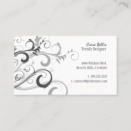 PixDezines Swirls /グラファイト+Eggshell 名刺 (裏面)