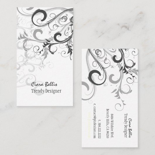 PixDezines Swirls /グラファイト+Eggshell 名刺 (正面/裏面)